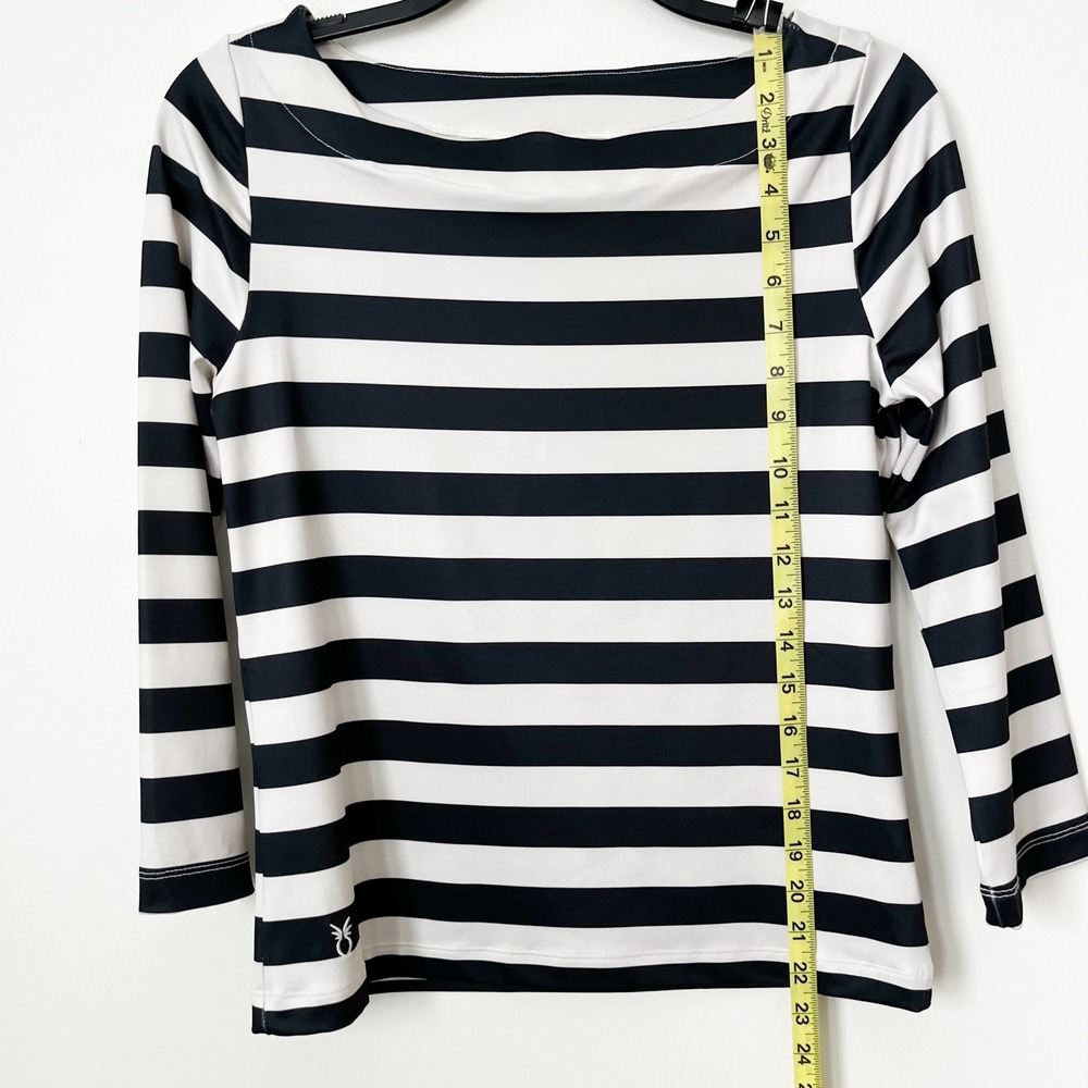 NWT Dudley Stephens Bar Harbor Boatneck Top Black Cream Cabana‎ Stripe Womens XS - Picture 6 of 9